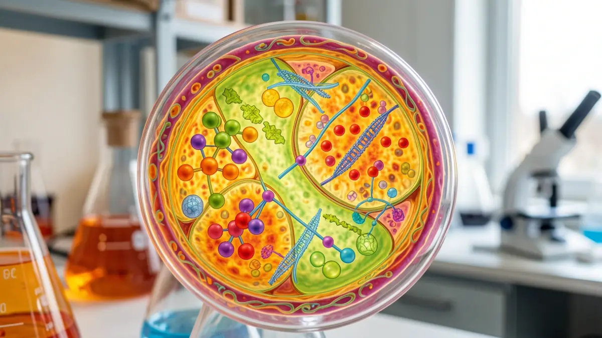 Generic image of plant cells and scientific molecules.