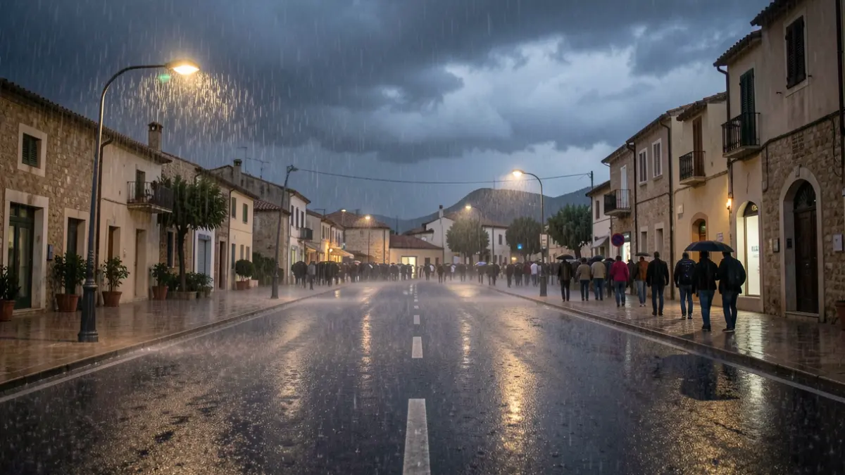 Image générique d'une rue sous une pluie battante.