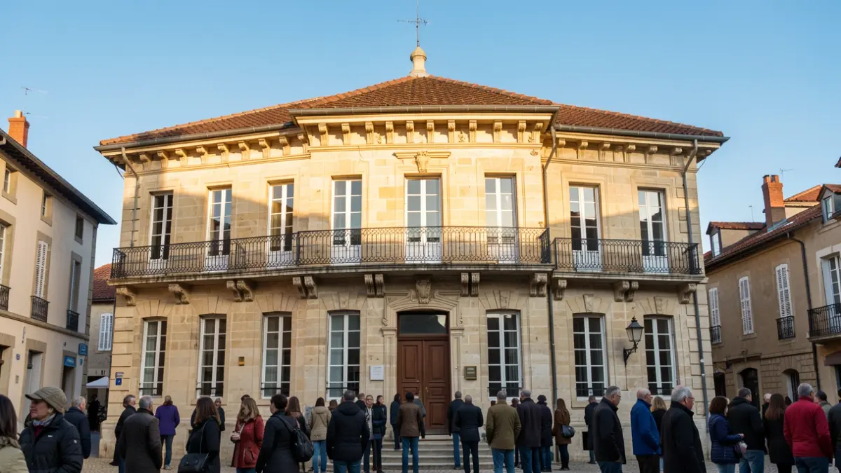 Façade de la mairie de Gaillac sous le soleil d'après-midi.