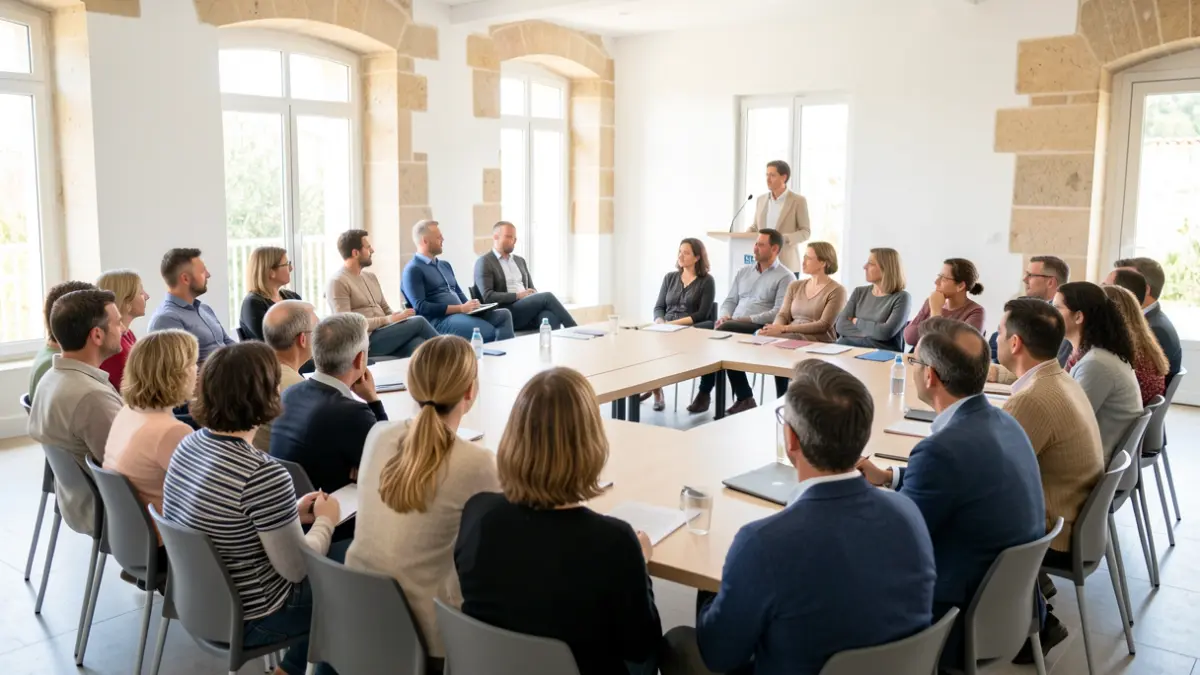 Image générique de professionnels et familles réunis lors d'une conférence sur la prévention des addictions à Gaillac.