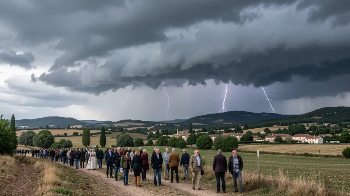 Generic image of a threatening storm sky over a rural landscape in Hérault.