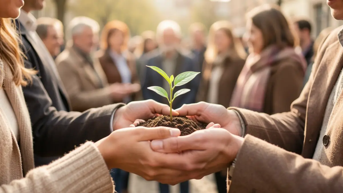 Generic image of hands holding a young seedling, symbolizing care and growth.