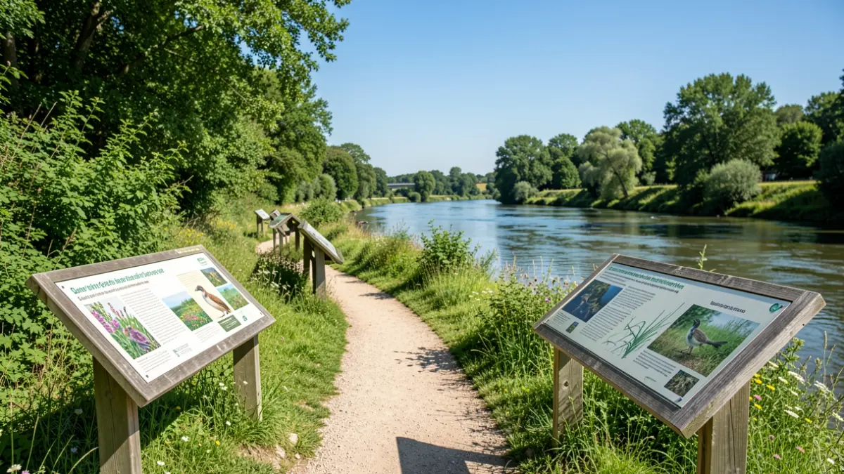 Image générique: avec des panneaux d'information sur la faune et la flore locales.