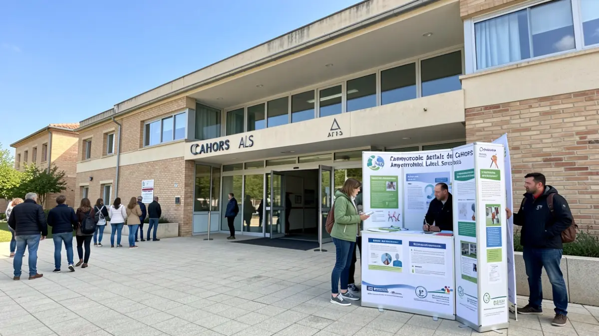 Stand d'information sur la maladie de Charcot au Centre Hospitalier de Cahors.