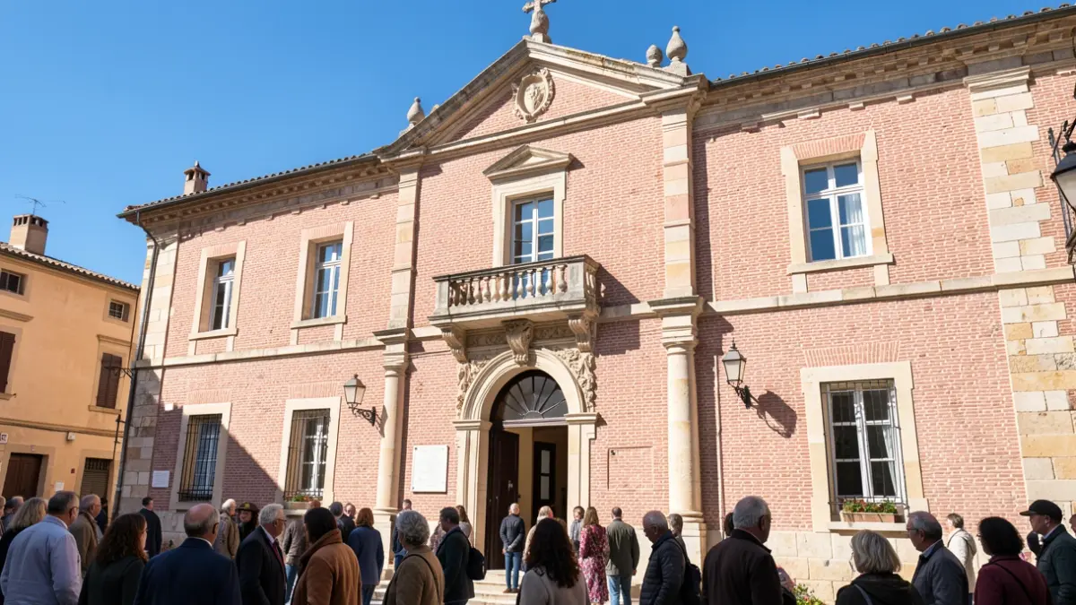 Image générique de la façade d'une mairie du sud-ouest de la France, en brique et pierre, sous un ciel bleu.