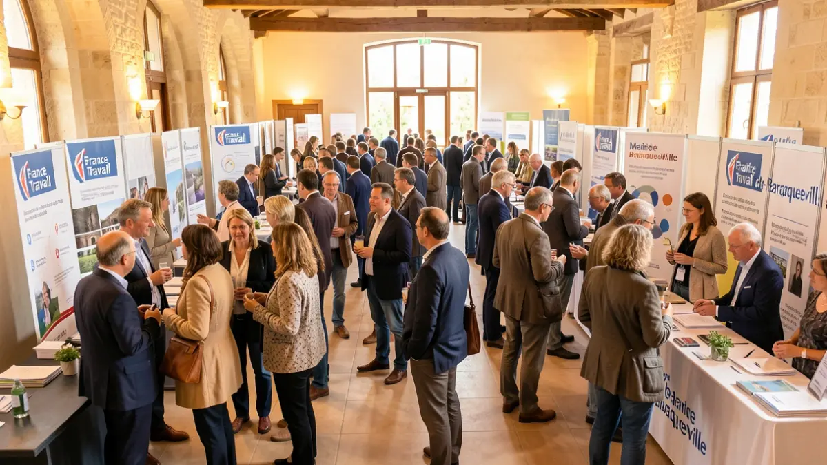 Baraqueville's animation hall filled with job seekers and companies during the Place de l'Emploi event.