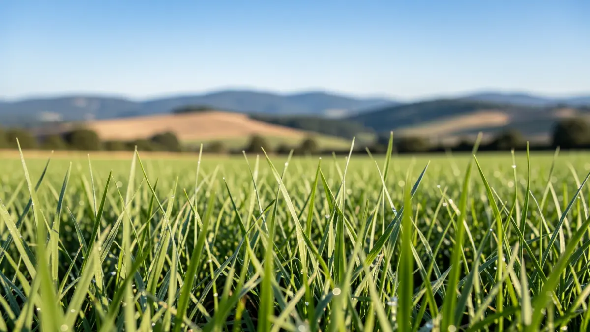 Image générique de prairies verdoyantes sous un ciel bleu clair, symbolisant l'agriculture et les écosystèmes.