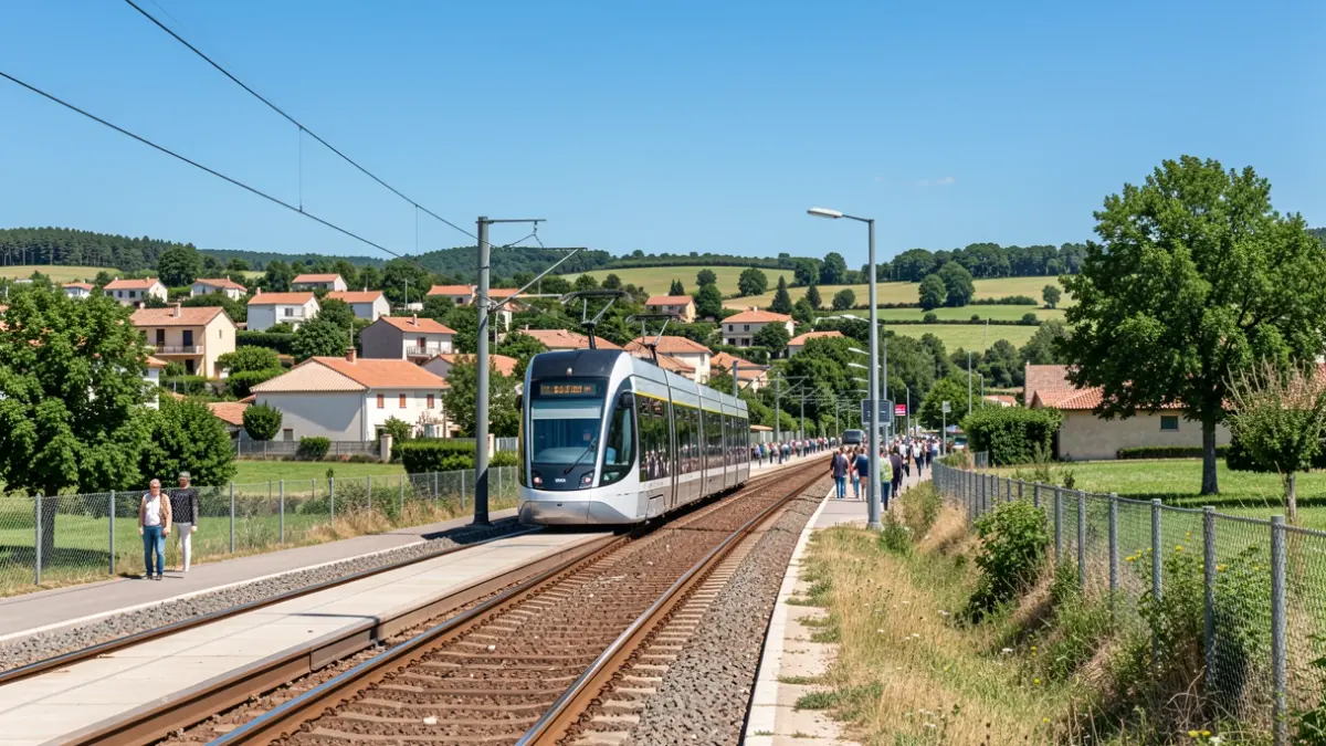 Generic image of a tram line crossing a residential urban landscape in southern France.