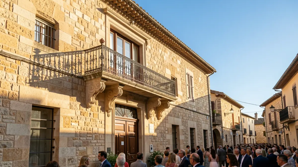 Façade de la salle des fêtes de Carcenac-Peyralès lors de la célébration de ses 40 ans.