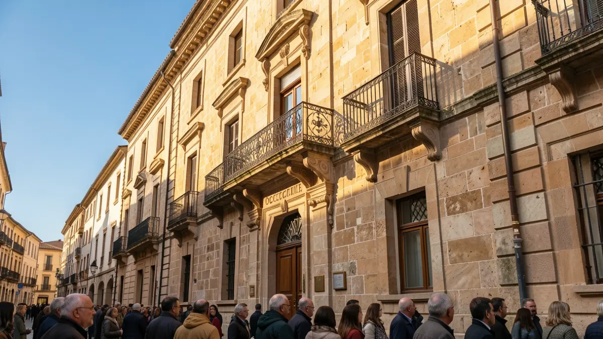 Image générique d'une façade de mairie en pierre du sud de la France avec un balcon orné, sous un soleil d'après-midi.