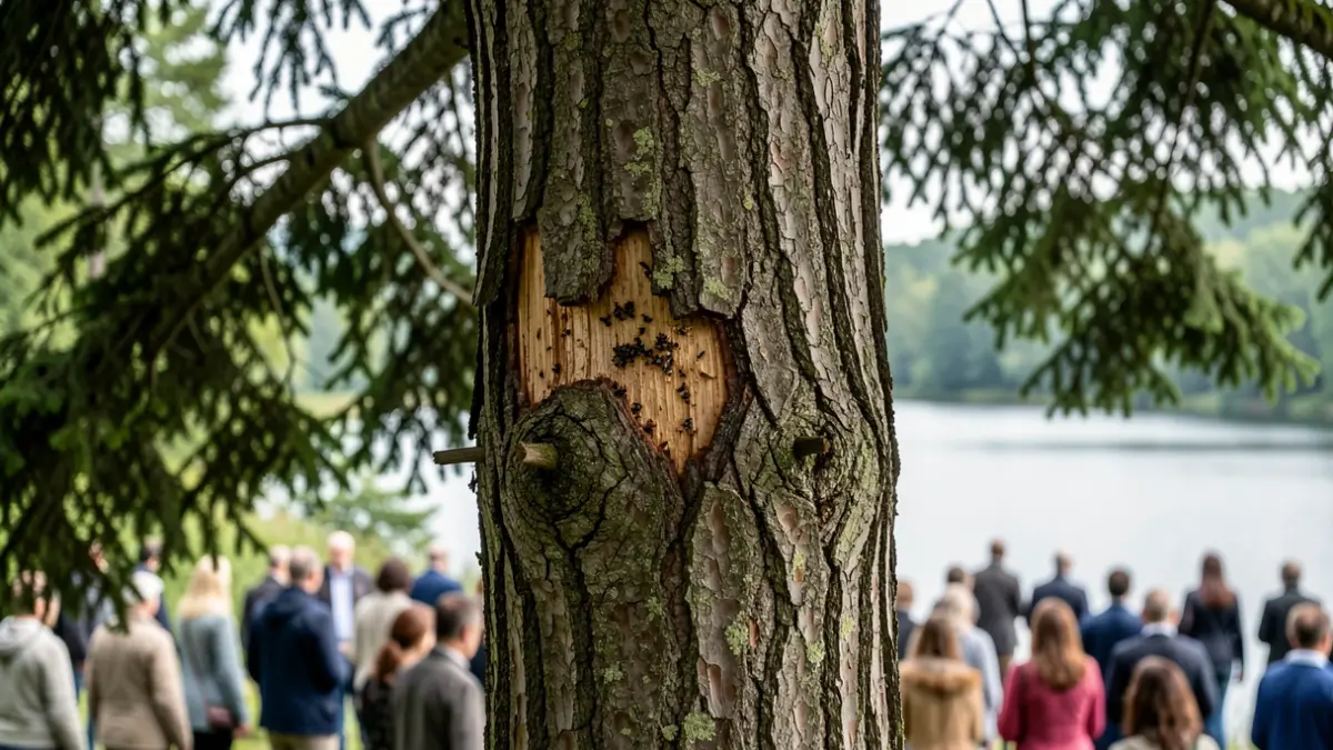 Generic image of a dying tree trunk with signs of pests, in a natural environment.