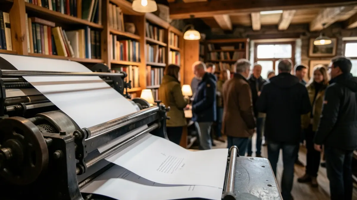 Artist LUCE in mountain residency, printing works in a refuge.