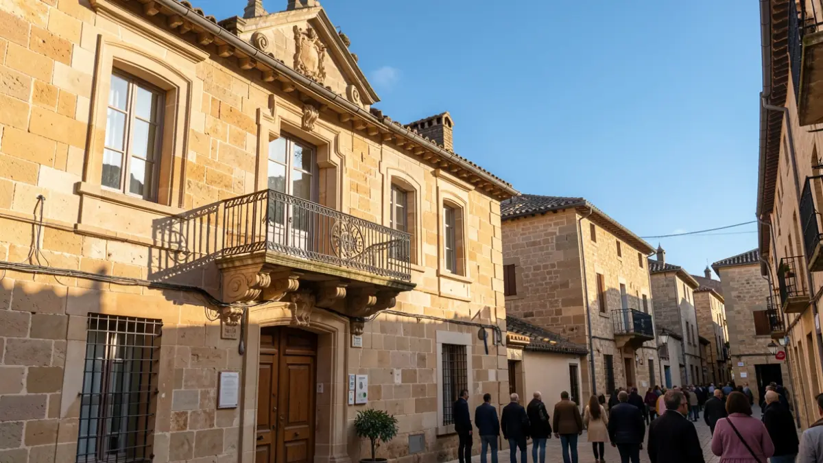 Generic image of a traditional official building facade in Southern France, with classic architectural elements and a blue sky.
