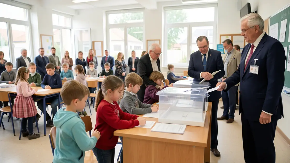 Generic image of young children voting in a school election.
