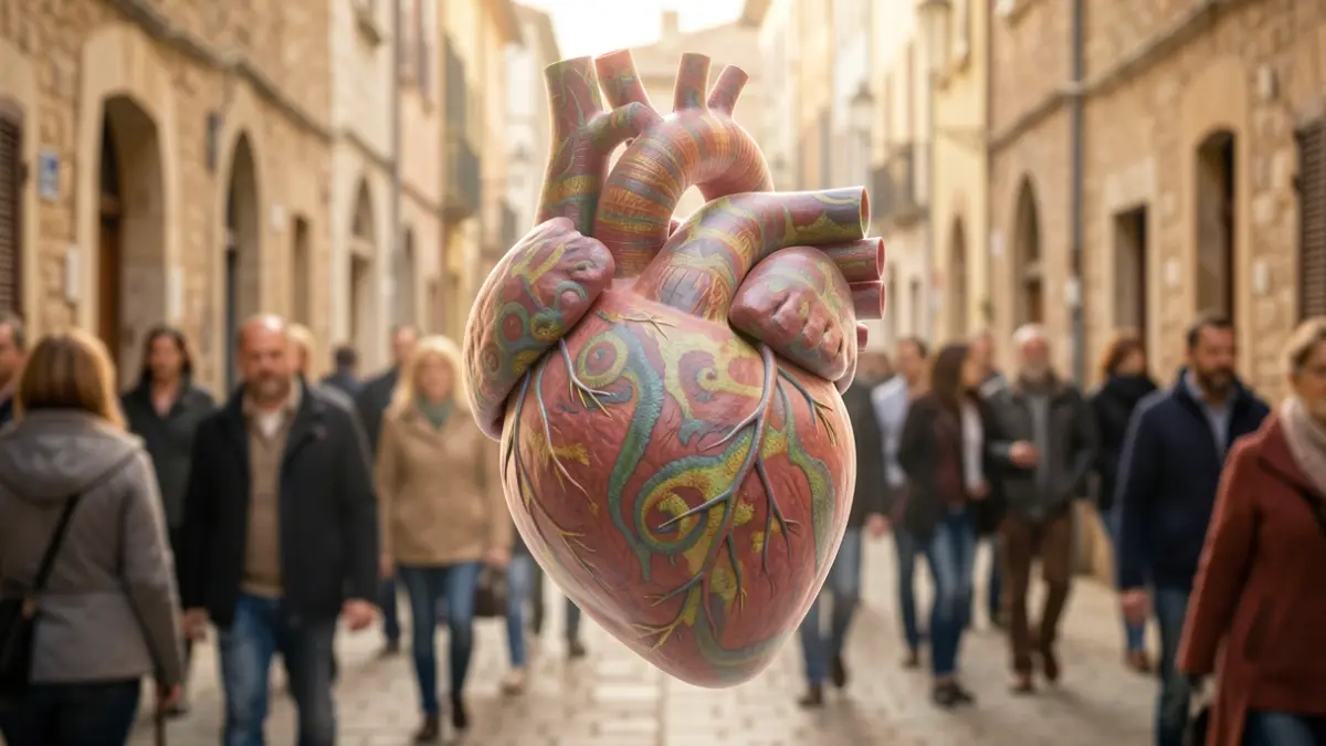Generic image of a stylized heart with subtle camouflage patterns, in warm Southern France tones.