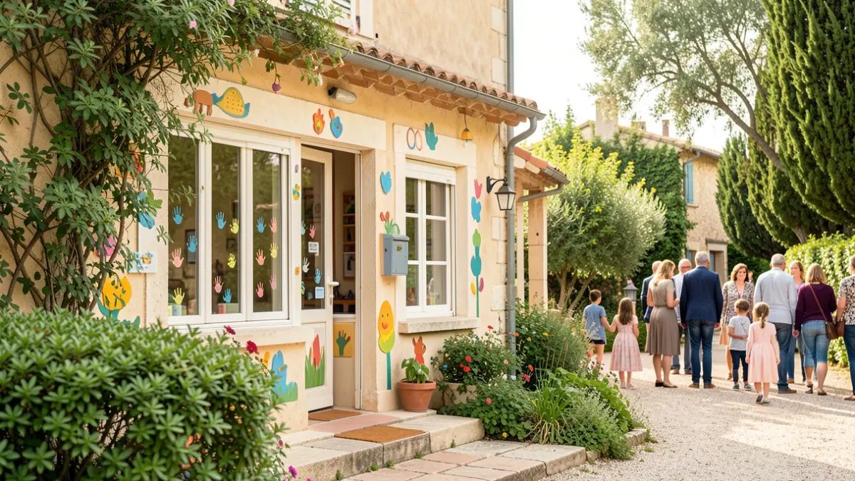 Generic image of a micro-crèche with a welcoming entrance and playful elements.