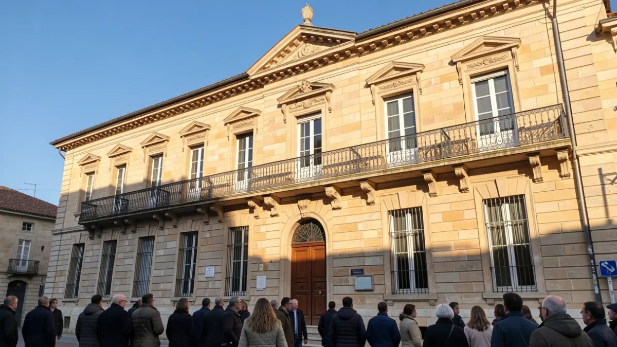 Facade of the Gagnac-sur-Garonne town hall, sunny.
