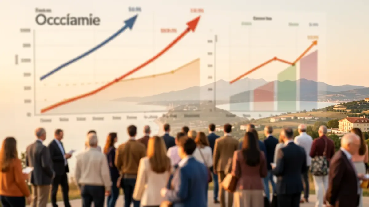 Generic image of abstract employment statistics and charts in Occitanie, with subtle hints of the regional landscape.