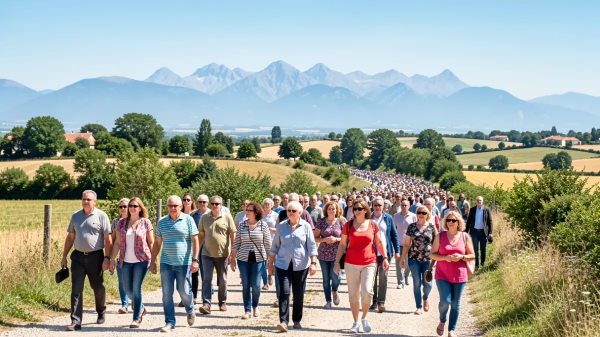 Generic image of participants in a solidarity walk in Occitanie.