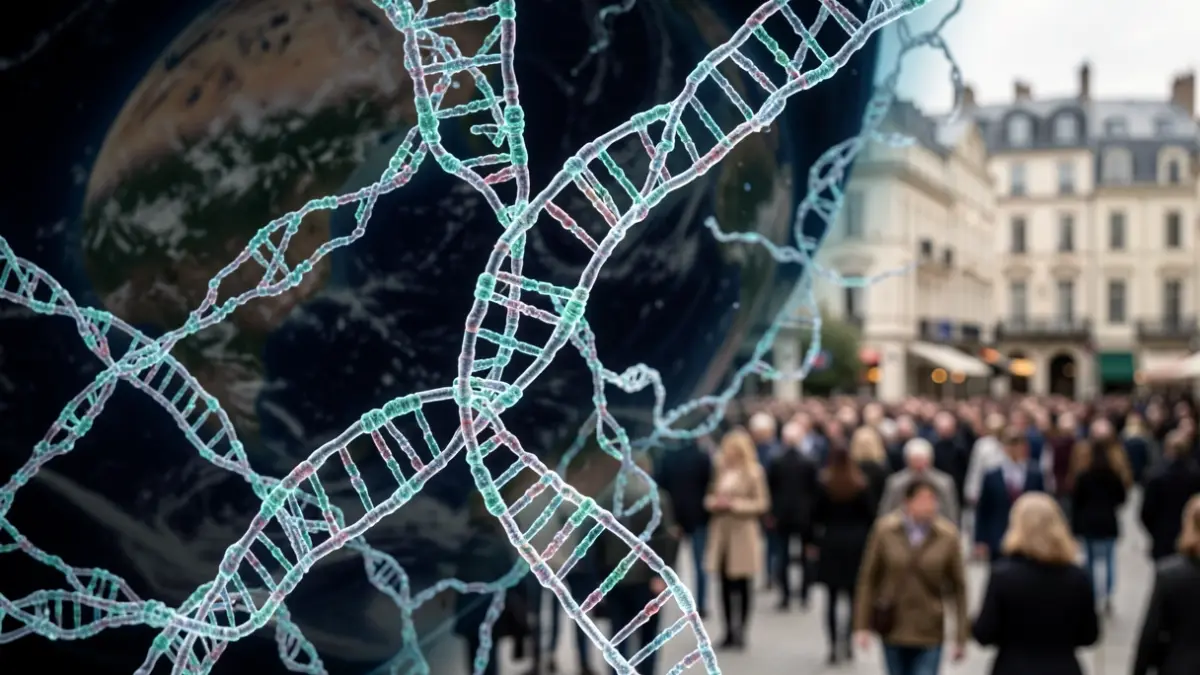 Complex RNA molecular structure, evoking the origins of life on Earth.