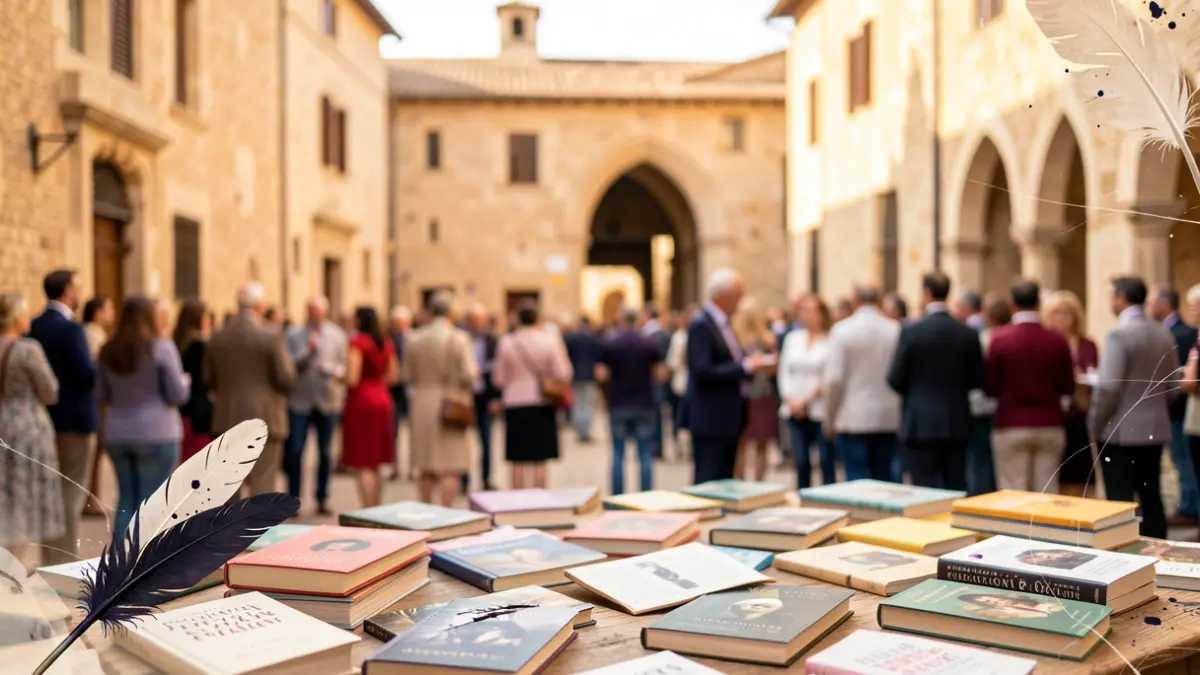 Image générique d'une célébration culturelle avec des éléments architecturaux du Sud de la France, des livres et des motifs artistiques.