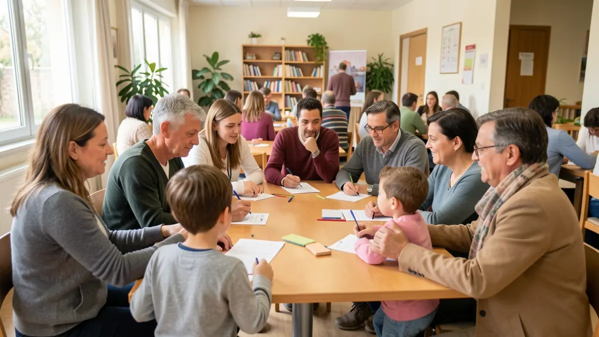 Image générique de parents et d'enfants participant à un atelier communautaire.