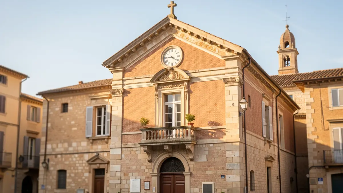 Generic image of a town hall facade in Occitanie, bathed in warm afternoon sunlight.