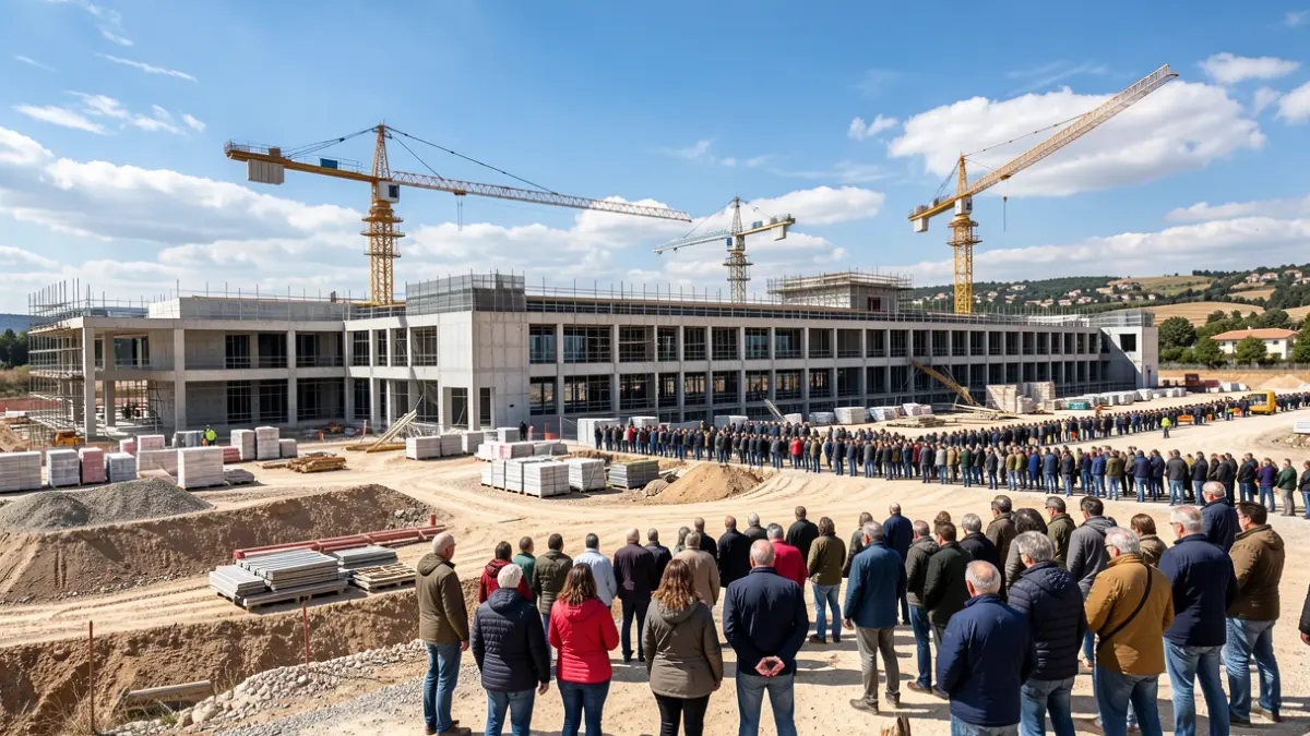 Chantier du futur centre pénitentiaire de Rivesaltes, Occitanie.