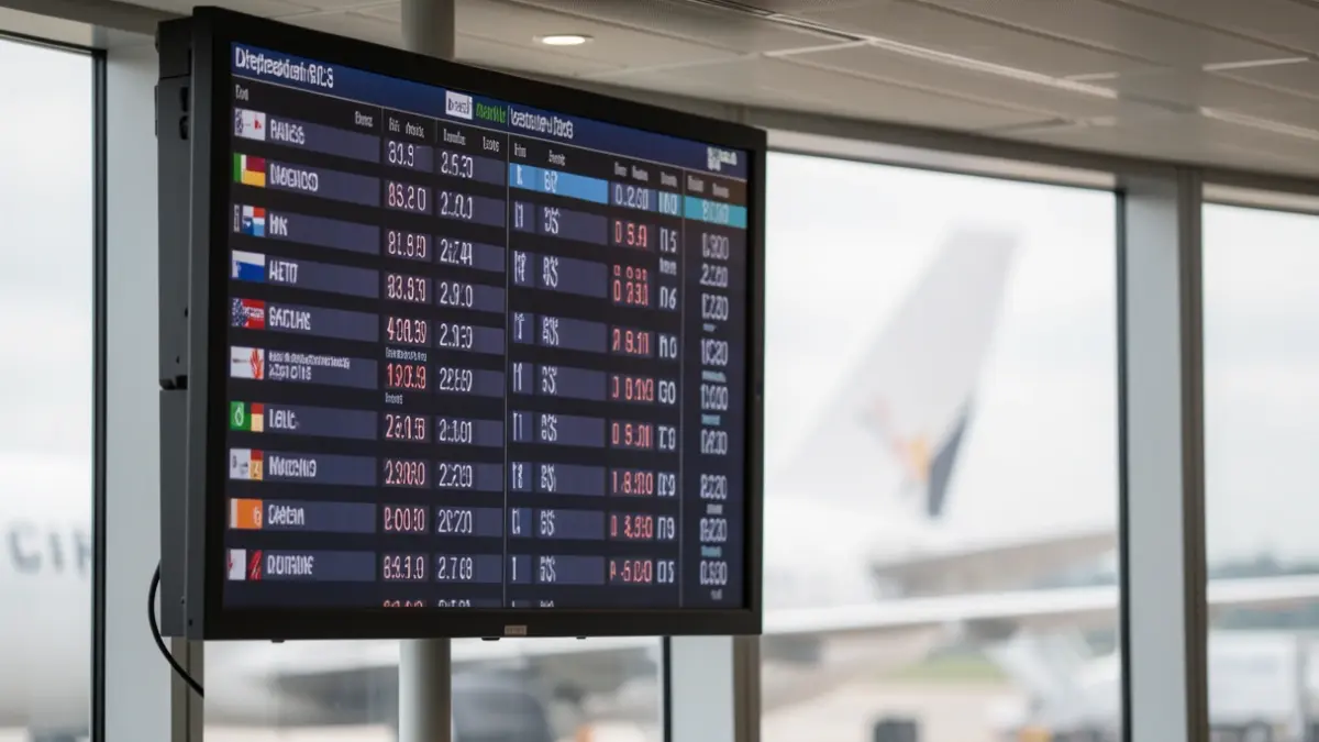 Generic image of an airport departure board showing flight information.