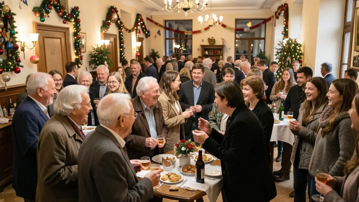 Generic image of an intergenerational celebration with seniors and young people.