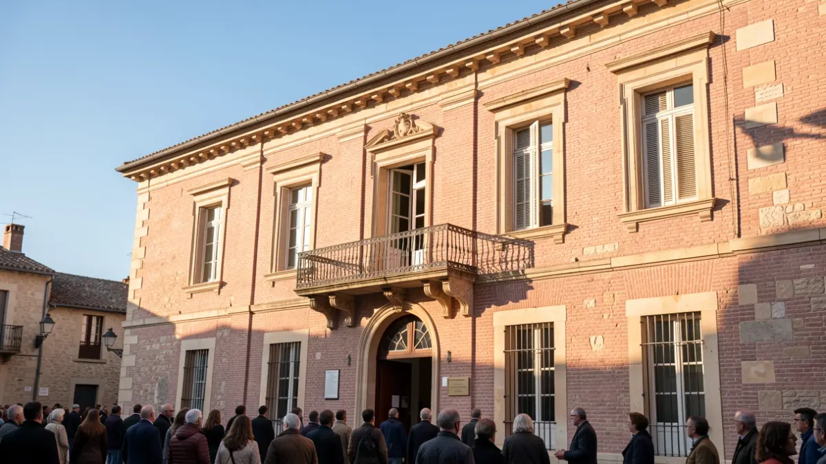 Generic image of a municipal building facade in Southern France, featuring traditional architectural elements under a sunny sky.