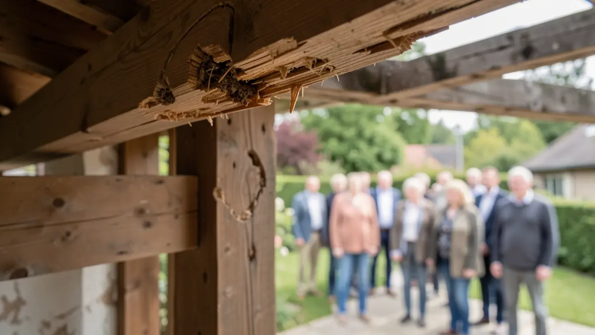 Generic image of termite damage on wooden structures.