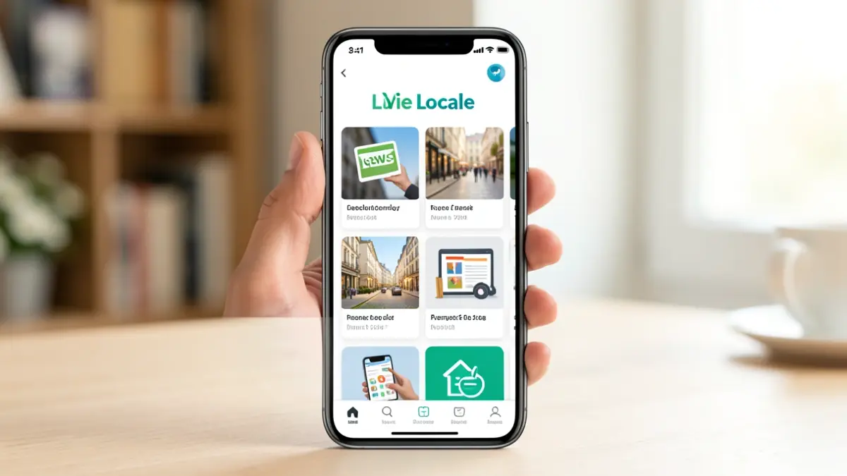 Interface de l'application mobile 'Là Vie Locale' affichant des informations communales.