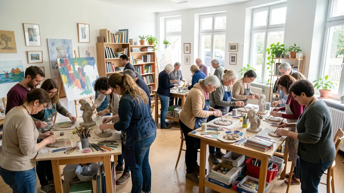 Generic image of a participatory art workshop with diverse people creating together.