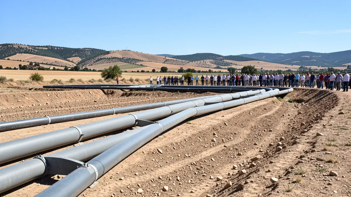 Water management and irrigation scheme in the Gard region, symbolizing water resource management.