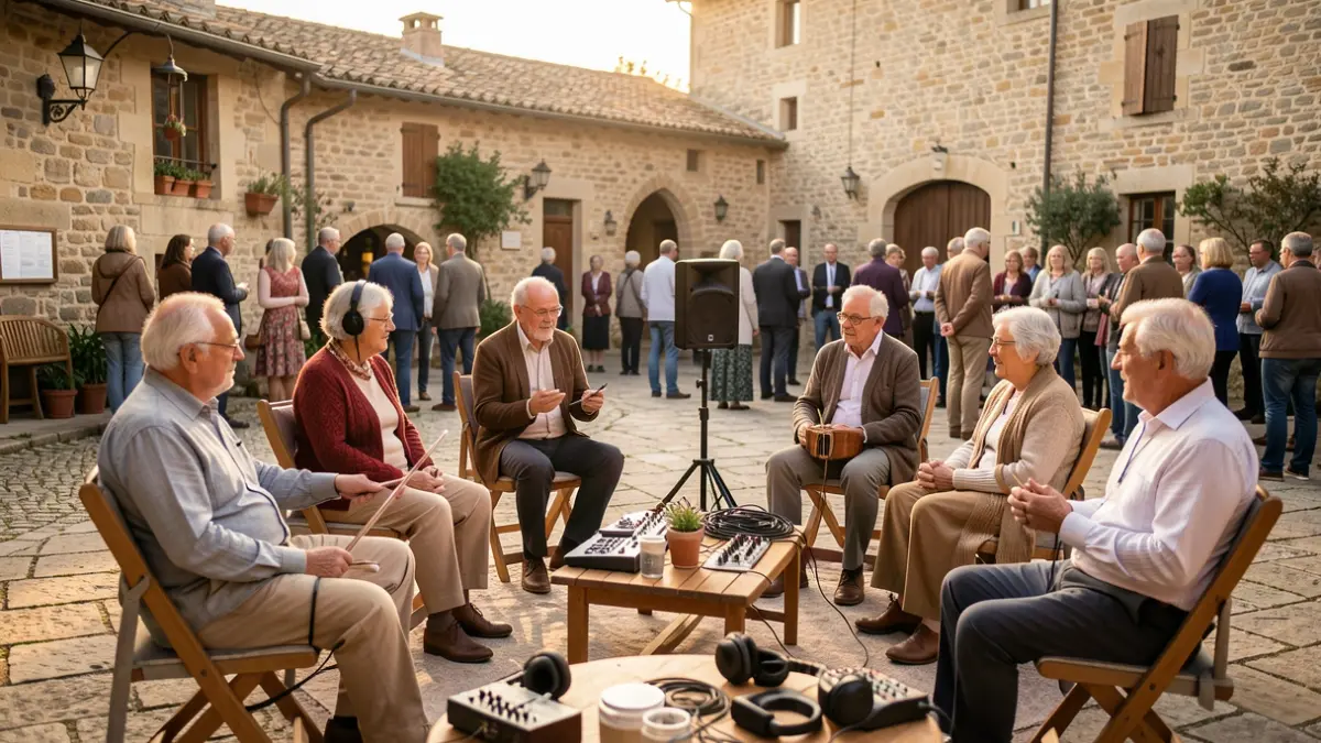 Image générique d'une séance de sonothérapie pour seniors, axée sur la détente et le bien-être.