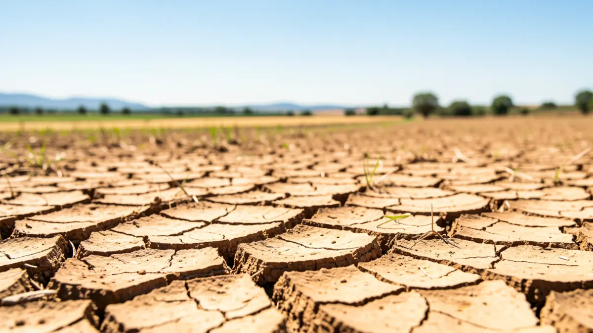 Generic image of dry, cracked earth under a harsh sun, symbolizing drought.