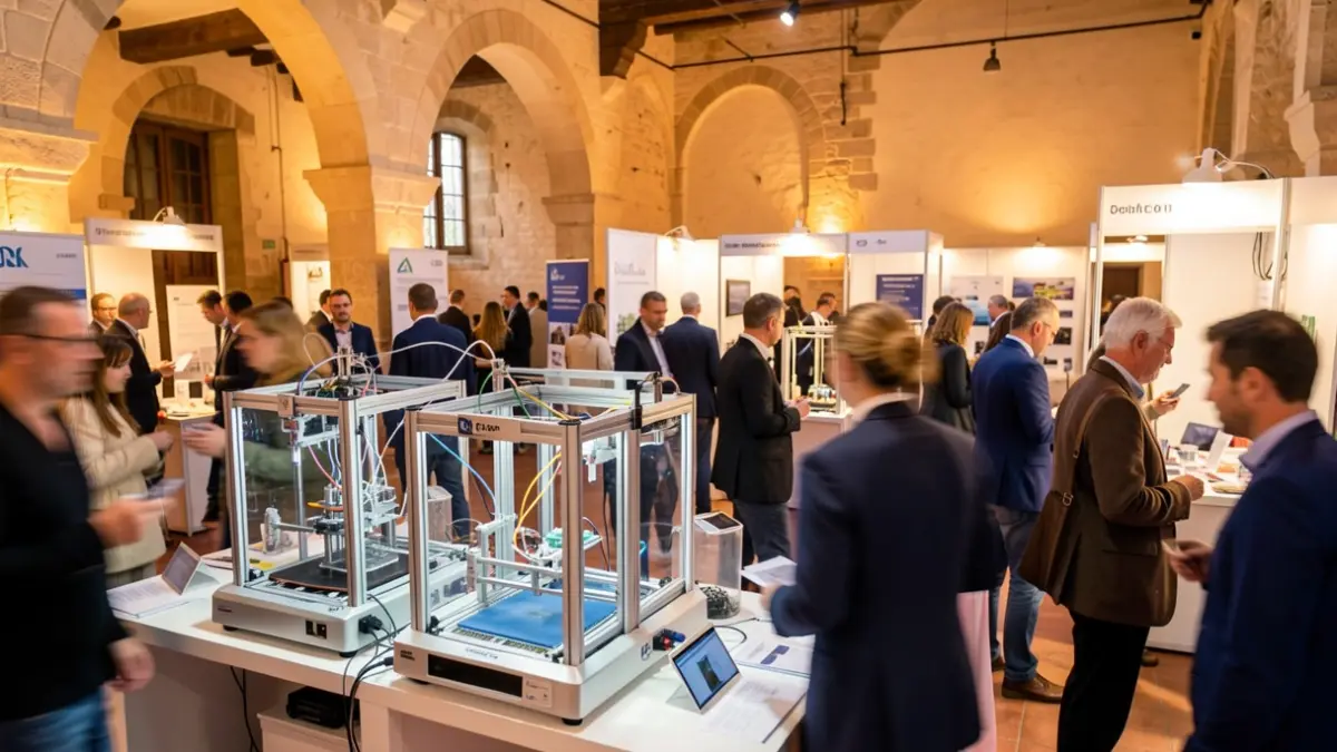 Salon de l'Impulsion Économique avec démonstrations de technologie et participants.