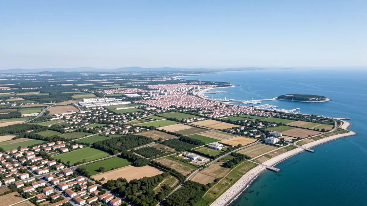 Aerial view of the Sète Agglopôle Méditerranée territory.