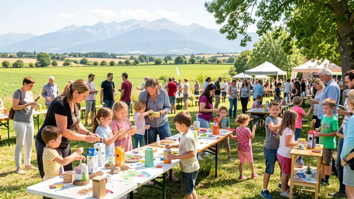 Generic image of a family festival in rural southwestern France, focusing on ecological and parental activities.