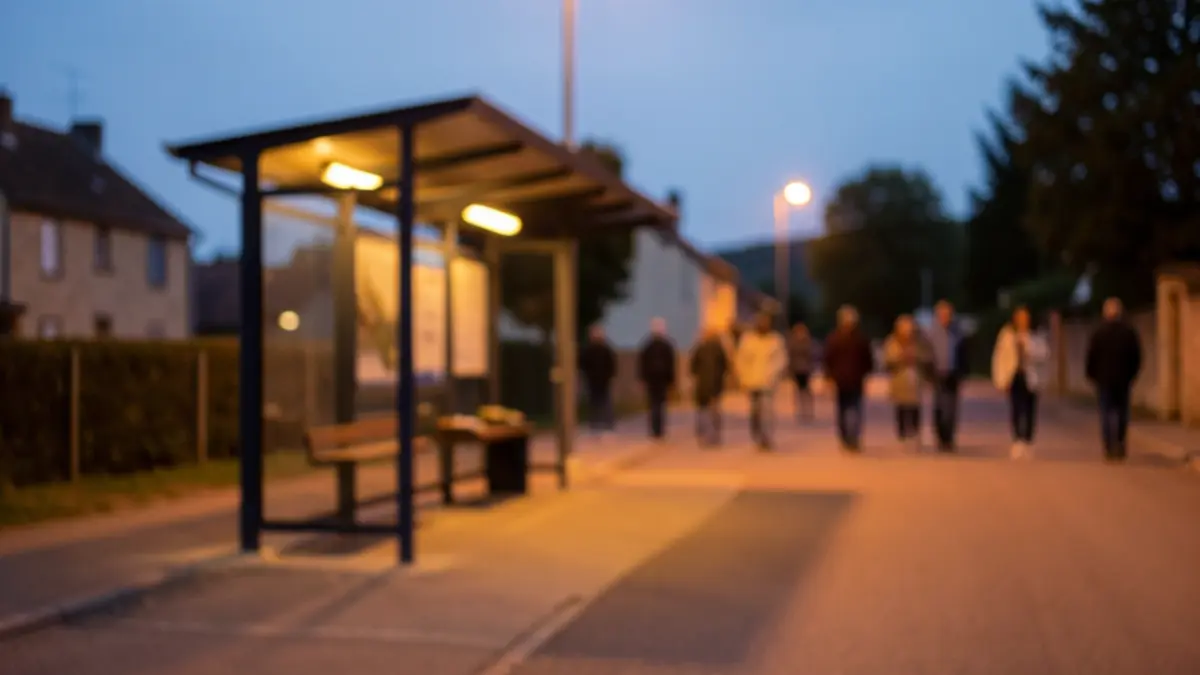 Generic image of a rural bus stop at dusk.