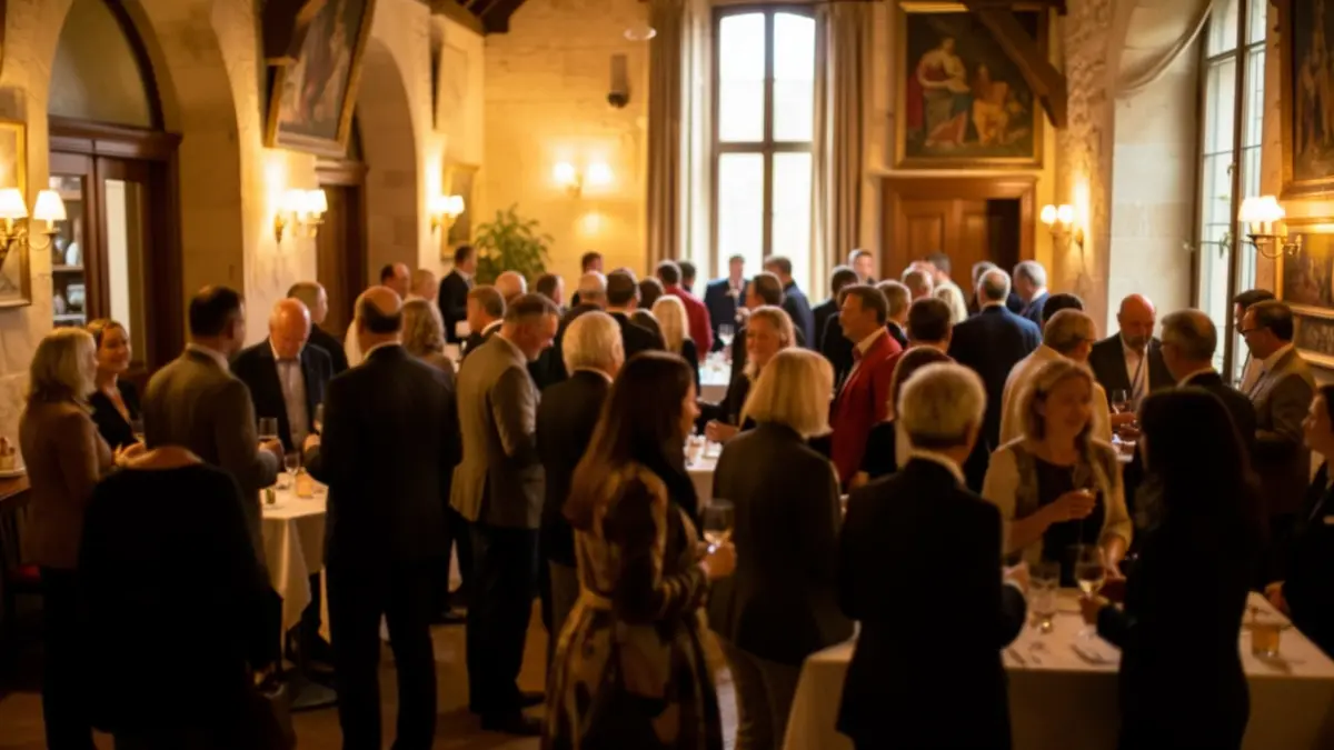 Image générique d'une ambiance conviviale lors d'un événement communautaire dans une salle municipale.