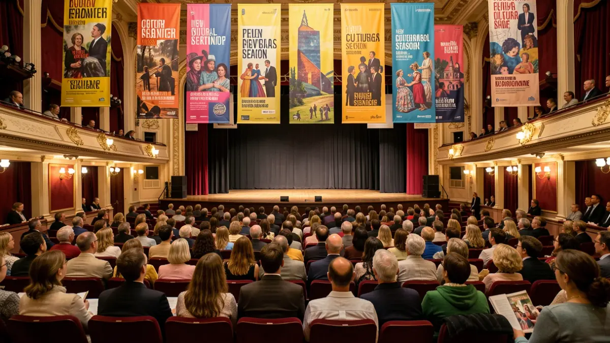 Generic image of the interior of a performance hall decorated for a new cultural season.