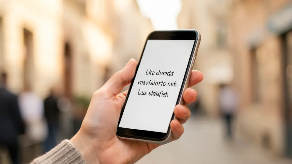 Generic image of a woman's hand holding a smartphone with a simple, heartfelt message on the screen, soft focus background with warm, diffused lighting.